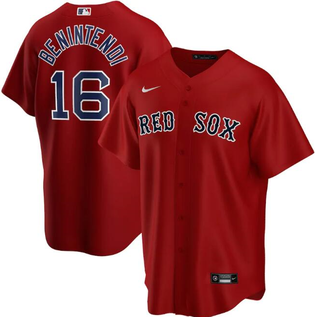 Men's Boston Red Sox Red #16 Andrew Benintendi Cool Base Stitched MLB Jersey