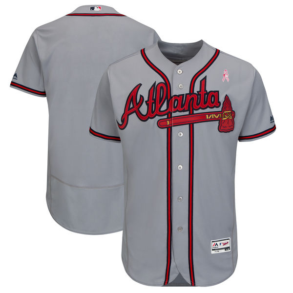 Men's Atlanta Braves Gray 2018 Mother's Day Flexbase Stitched MLB Jersey
