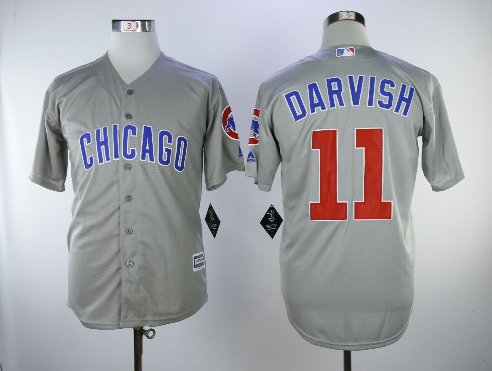 Men's Chicago Cubs #11 Yu Darvish Gray Cool Base Stitched MLB Jersey