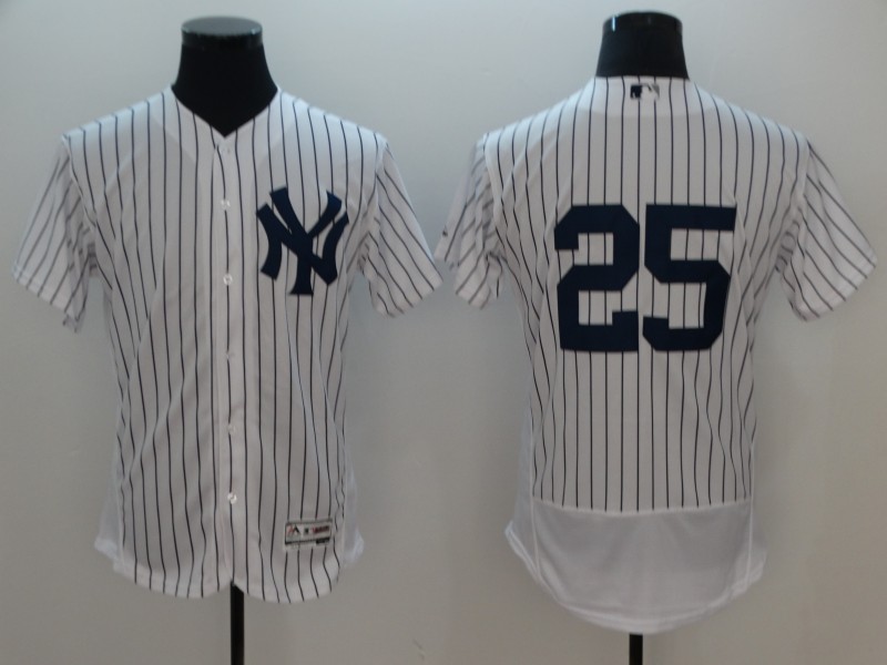 Men's MLB New York Yankees #25 Gleyber Torres White Flexbase Stitched Jersey