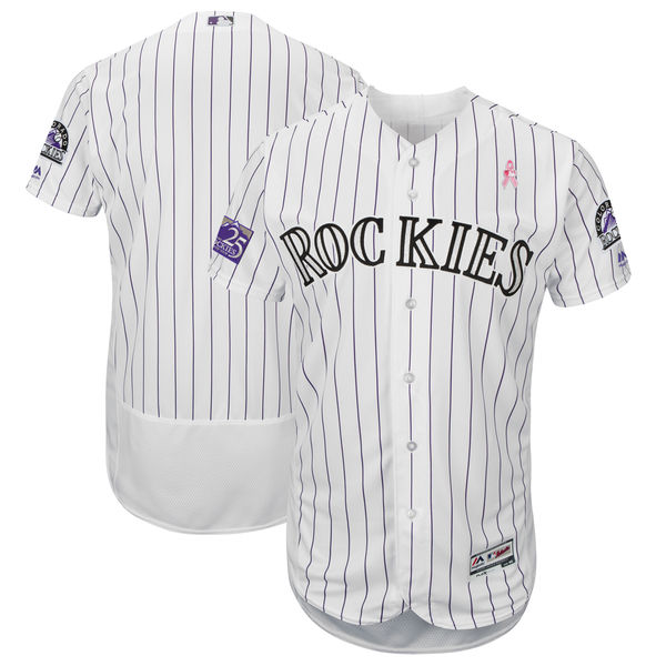 Men's Colorado Rockies White 2018 Mother's Day Flexbase Stitched MLB Jersey