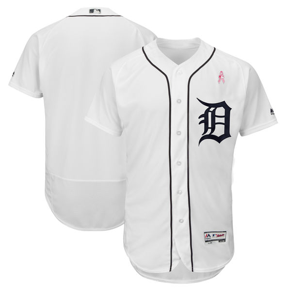 Men's Detroit Tigers White 2018 Mother's Day Flexbase Stitched MLB Jersey
