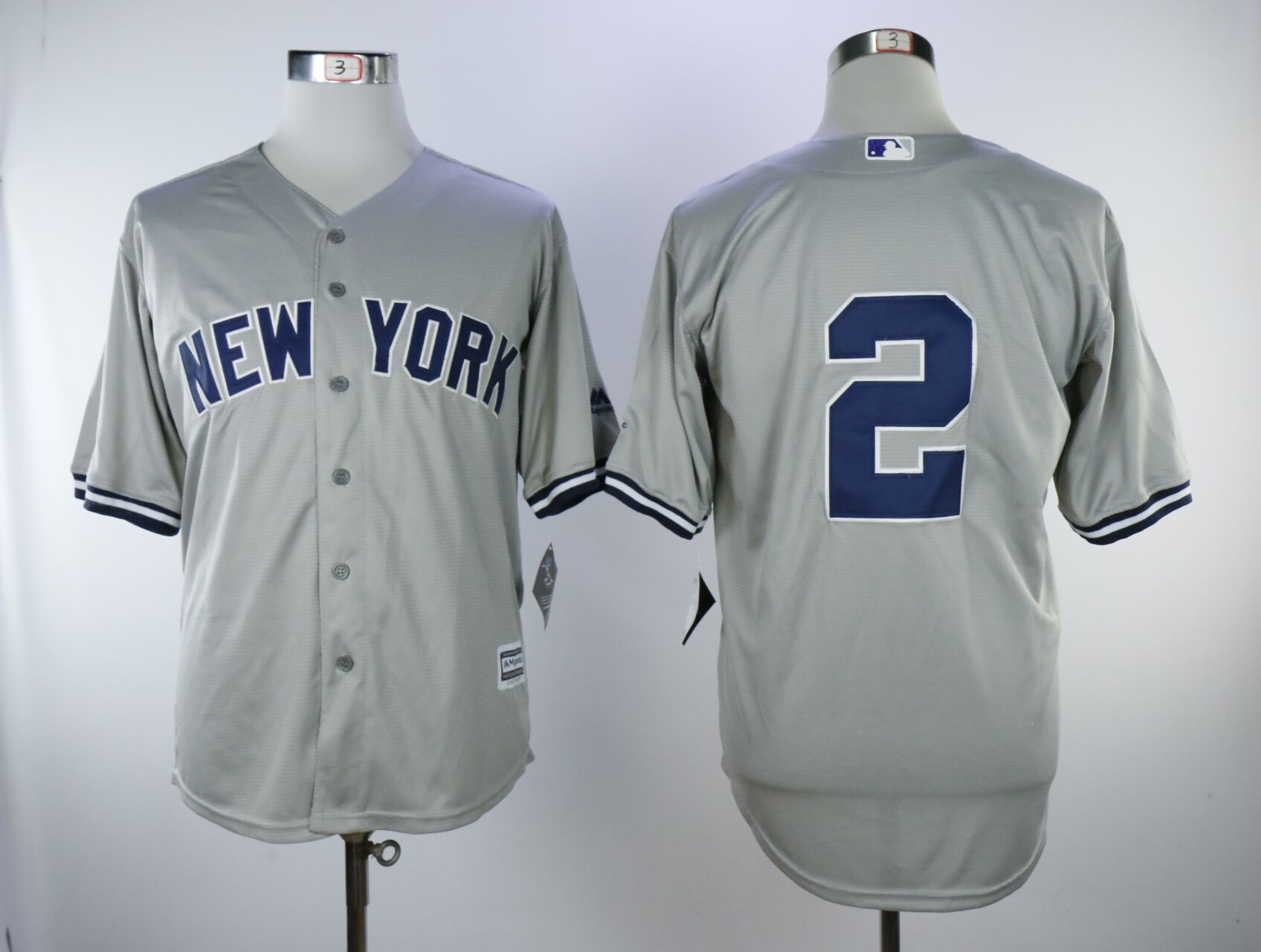 Men's New York Yankees #2 Derek Jeter Gray Cool Base Stitched MLB Jersey