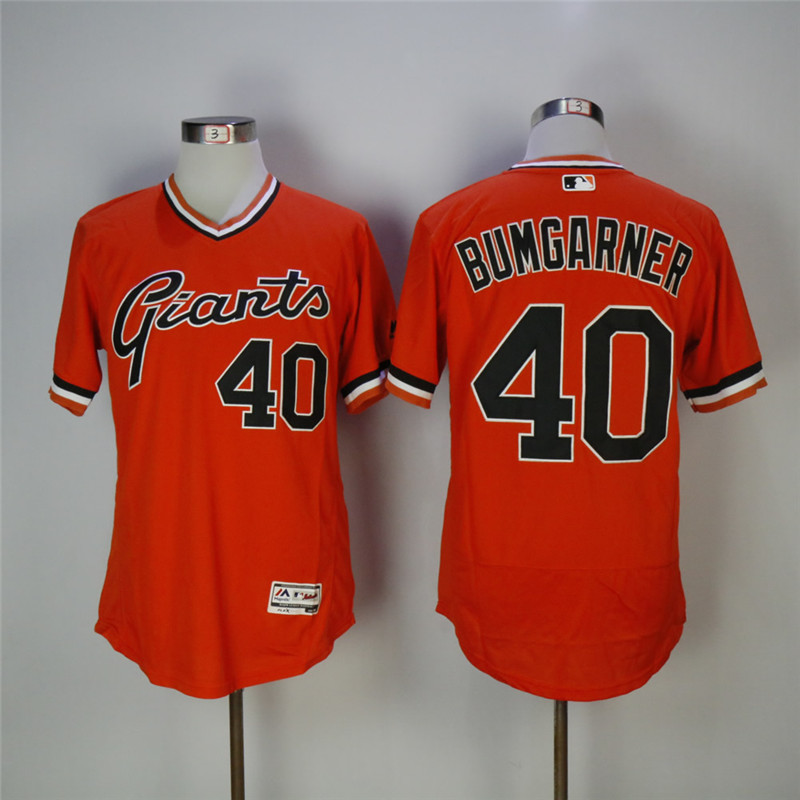 Men's San Francisco Giants #40 Madison Bumgarner Orange Throwback Flexbase Stitched MLB Jersey