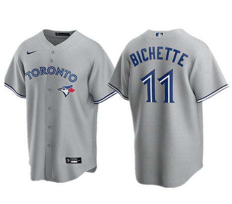 Men's Toronto Blue Jays #11 Bo Bichette Gray Cool Base Stitched MLB Jersey