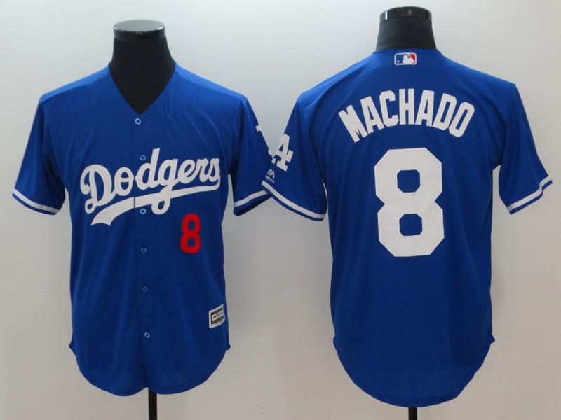 Men's Los Angeles Dodgers #8 Manny Machado Royal Cool Base Stitched MLB Jersey