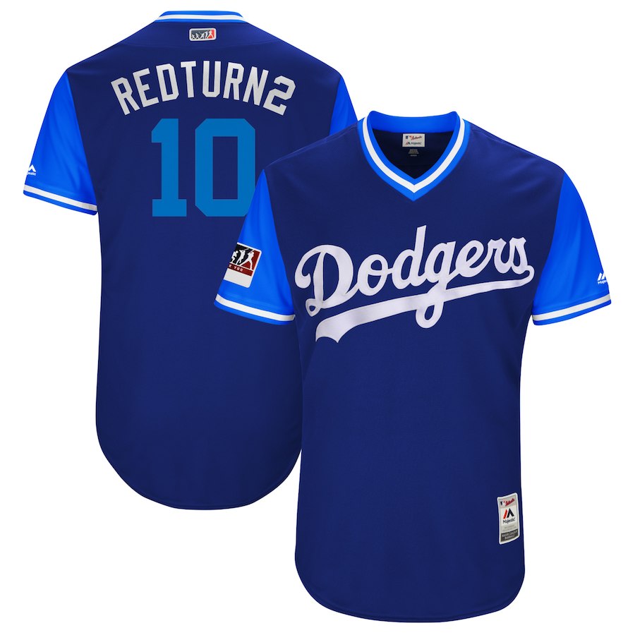 Men's Los Angeles Dodgers Justin Turner "Redturn2" Majestic Royal/Light Blue 2018 Players' Weekend Jersey