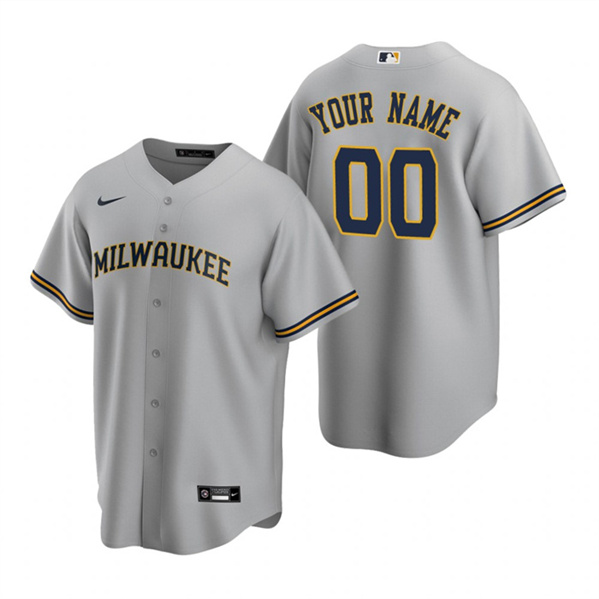 Youth Milwaukee Brewers Active Player Custom Gray Cool Base Stitched Baseball Jersey