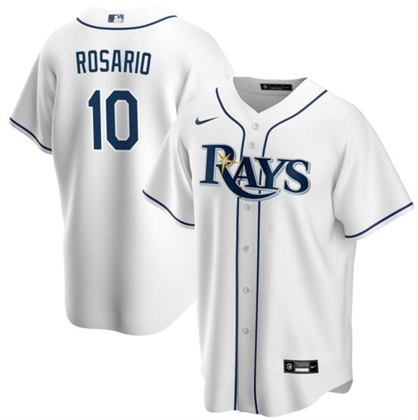 Men's Tampa Bay Rays #10 Amed Rosario White Cool Base Stitched Baseball Jersey