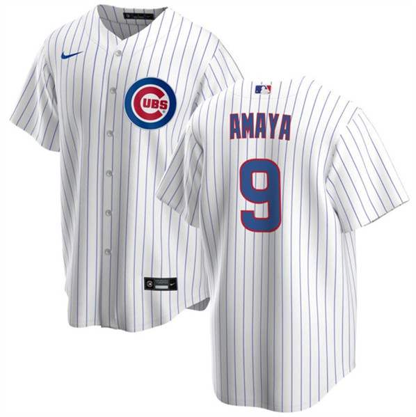Men's Chicago Cubs #9 Miguel Amaya White Cool Base Stitched Baseball Jersey