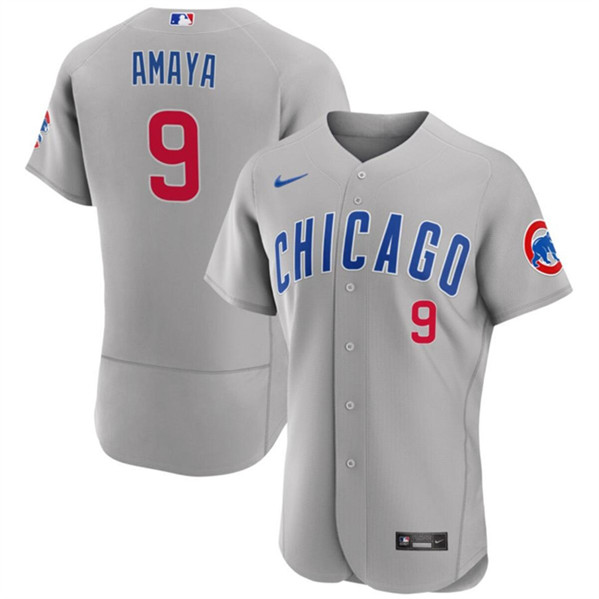 Men's Chicago Cubs #9 Miguel Amaya Gray Flex Base Stitched Baseball Jersey