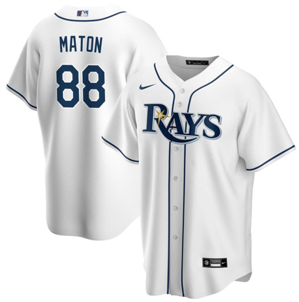Men's Tampa Bay Rays #88 Phil Maton White Cool Base Stitched Baseball Jersey