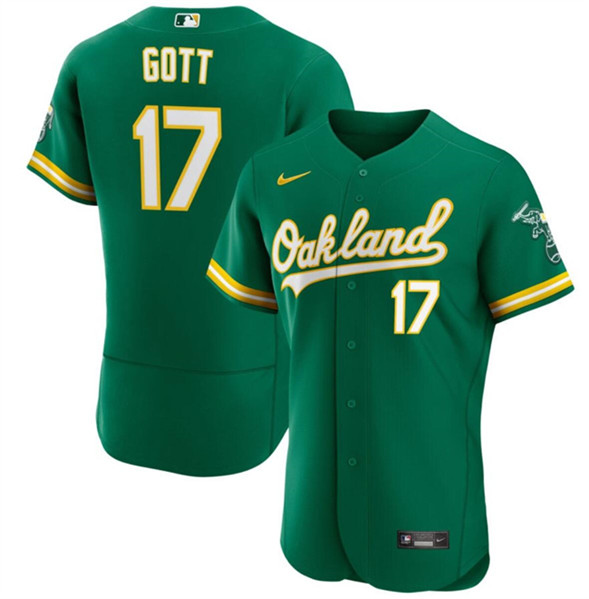 Men's Oakland Athletics #17 Trevor Gott Green Flex Base Stitched Jersey
