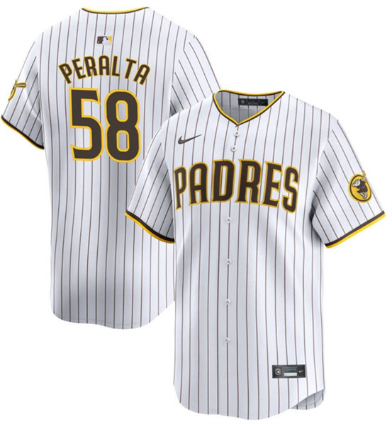 Men's San Diego Padres #58 Wandy Peralta White Cool Base Stitched Baseball Jersey