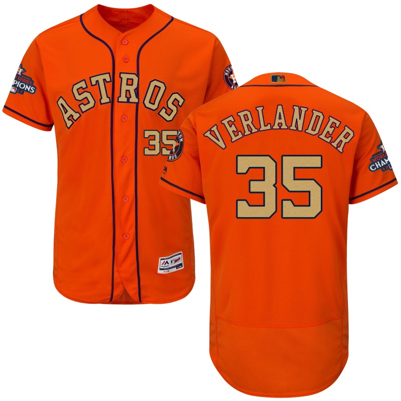 Men's Houston Astros #35 Justin Verlander Orange 2018 Gold Program Flexbase Stitched MLB Jersey