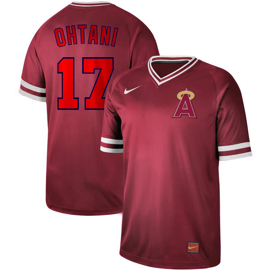 Men's Los Angeles Angels #17 Shohei Ohtani Red Cooperstown Collection Legend Stitched MLB Jersey