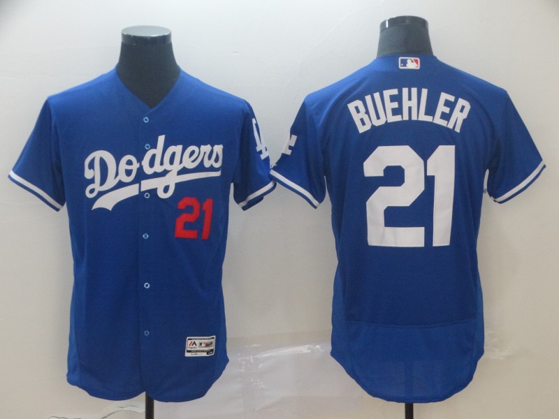 Men's Los Angeles Dodgers #21 Walker Buehler Majestic Royal 2019 Spring Training Flex Base Stitched MLB Jersey