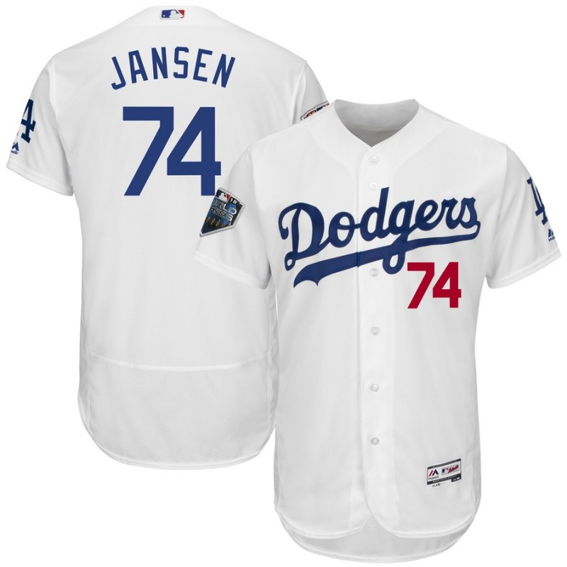 Men's Los Angeles Dodgers #74 Kenley Jansen White Flex Base Stitched MLB Jersey