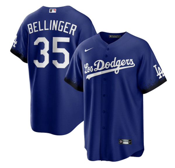 Men's Los Angeles Dodgers #35 Cody Bellinger 2021 Royal City Connect Cool Base Stitched Baseball Jersey