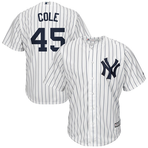 Men's New York Yankees #45 Gerrit Cole Majestic White Cool Base MLB Jersey