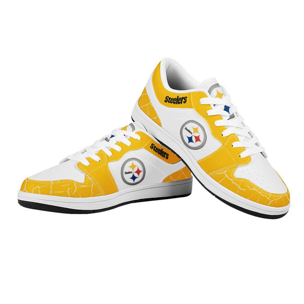 Men's Pittsburgh Steelers AJ Low Top Leather Sneakers 001