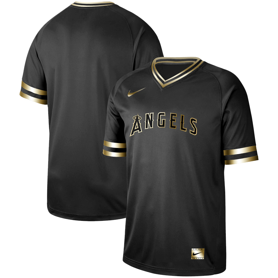 Men's Los Angeles Angels Black Gold Stitched MLB Jersey
