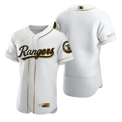 Men's Texas Rangers Blank 2020 White Golden Flex Base Stitched MLB Jersey