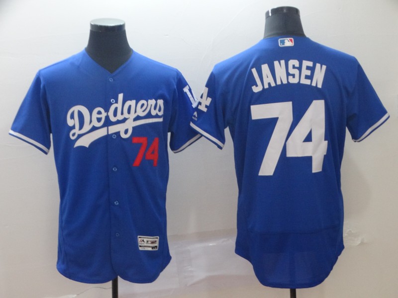 Men's Los Angeles Dodgers #74 Kenley Jansen Blue Flex Base Stitched MLB Jersey
