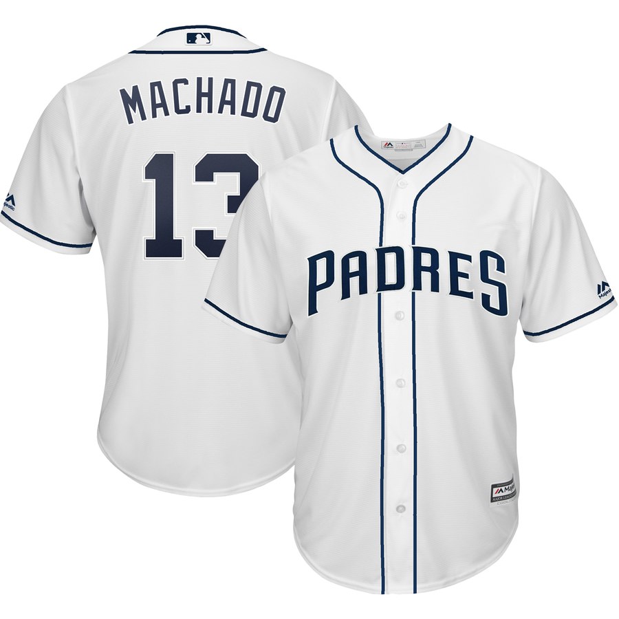 Men's San Diego Padres #13 Manny Machado White Cool Base Stitched MLB Jersey