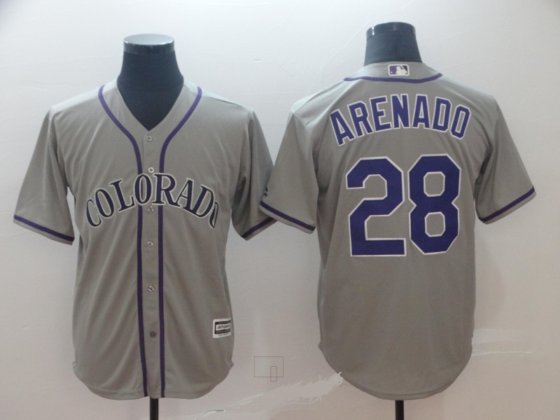 Men's Colorado Rockies #28 Nolan Arenado "Nado" Grey Cool Base Stitched MLB Jersey