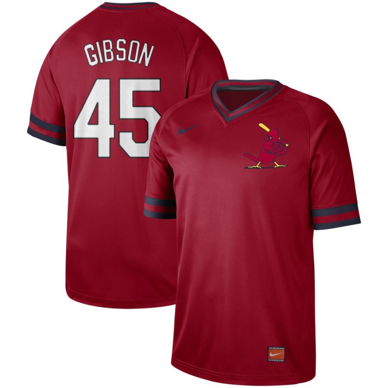 Men's St. Louis Cardinals #45 Bob Gibson Red Cooperstown Collection Legend Stitched MLB Jersey