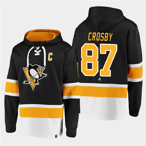 Men's Pittsburgh Penguins #87 Sidney Crosby Black All Stitched Sweatshirt Hoodie
