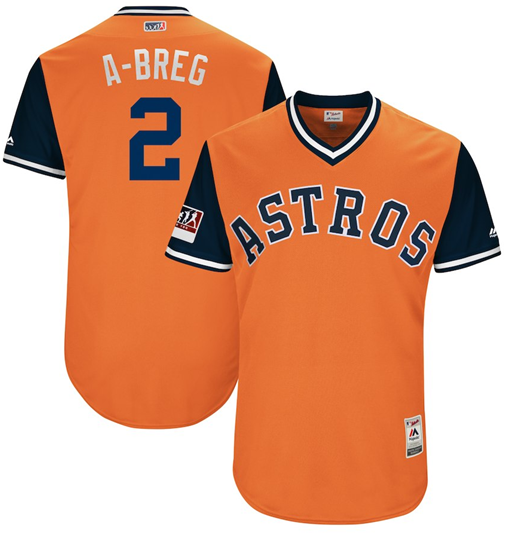 Men's Houston Astros Alex Bregman "A-Breg" Majestic Orange/Navy 2018 Players' Weekend Jersey