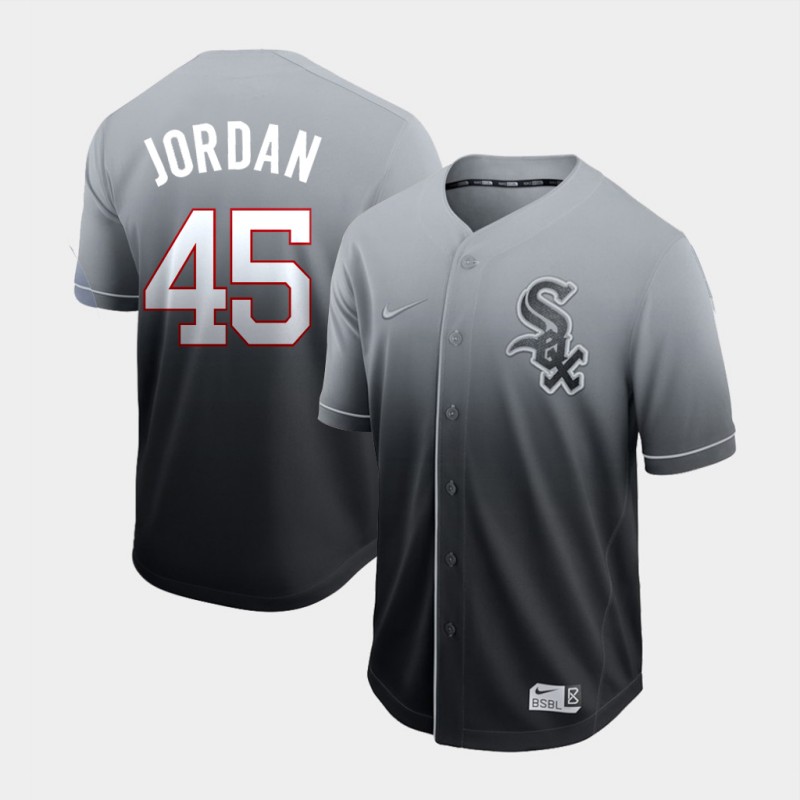 Men's Chicago White Sox Blank #45 Michael Jordan Gray Fade Stitched MLB Jersey