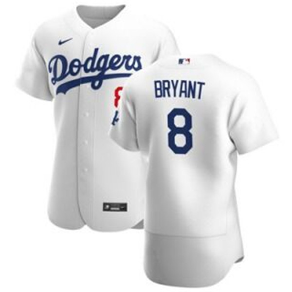 Men's Los Angeles Dodgers #8 Bryant White Flex Base Stitched MLB Jersey