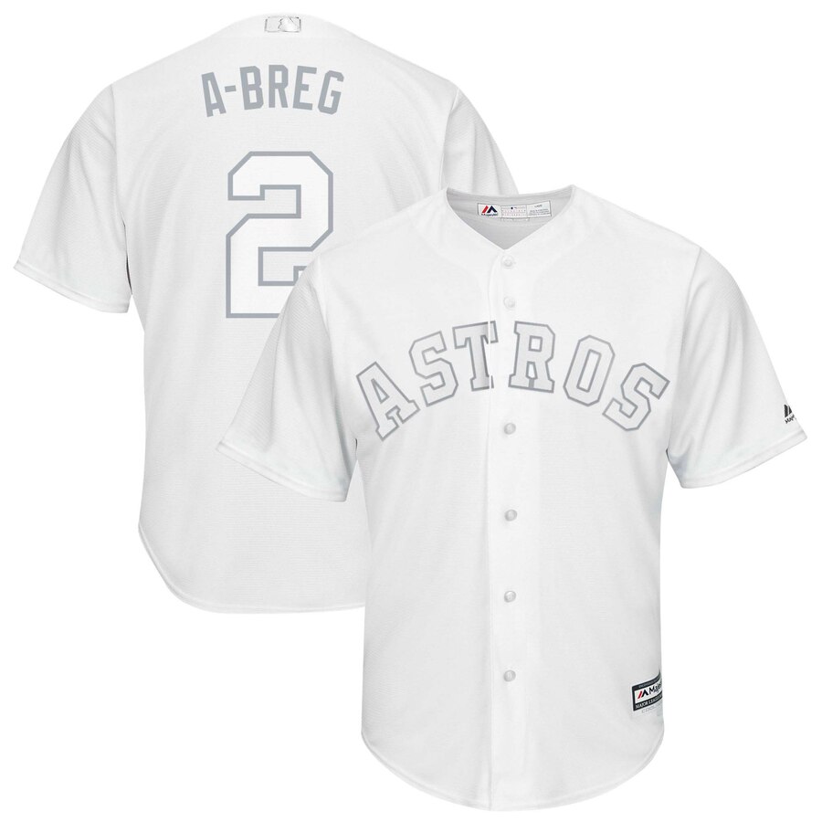 Men's Houston Astros #2 Alex Bregman "A-Breg" Majestic White 2019 Players' Weekend Pick-A-Player Replica Roster Stitched MLB Jersey