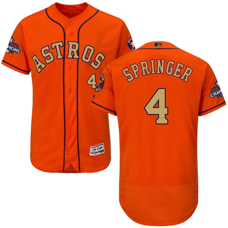 Men's Houston Astros #4 George Springer Orange 2018 Gold Program Flexbase Stitched MLB Jersey