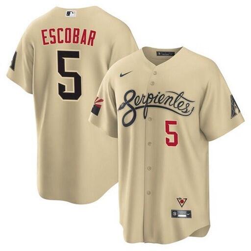 Men's Arizona Diamondbacks #5 Eduardo Escobar 2021 Gold City Connect Cool Base Stitched MLB Jersey