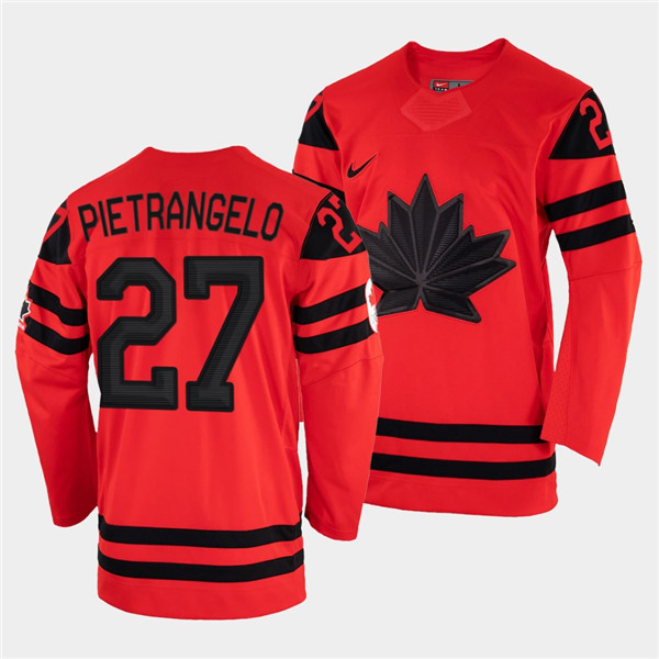 Men's Canada Hockey #27 Alex Pietrangelo 2022 Beijing Winter Olympic Red Stitched Jersey