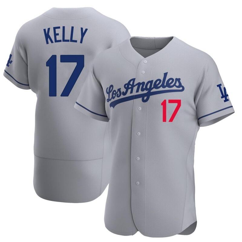 Men's Los Angeles Dodgers Grey #17 Joe Kelly Flex Base Stitched MLB Jersey