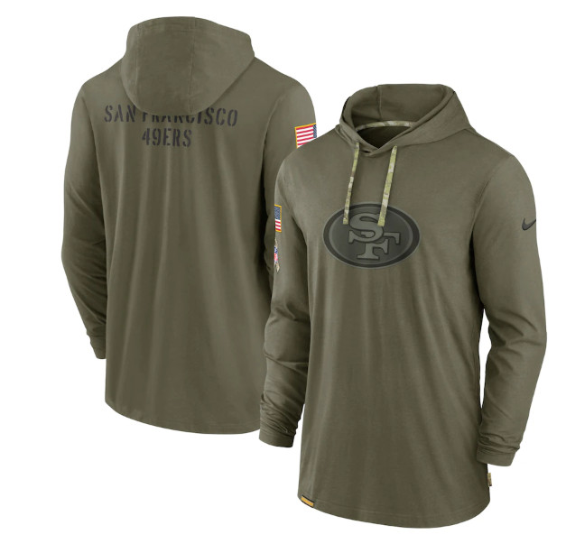 Men's San Francisco 49ers 2022 Olive Salute to Service Tonal Pullover ...