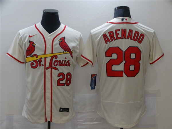 Men's St. Louis Cardinals White #28 Nolan Arenado Cream Flex Base Stitched MLB Jersey