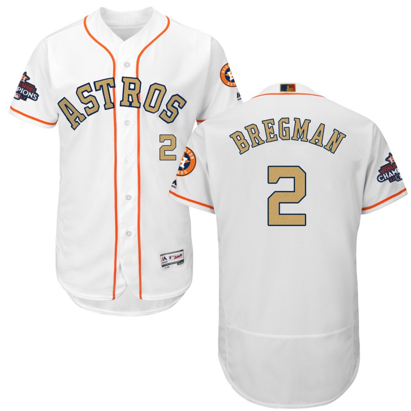 Men's Houston Astros #2 Alex Bregman White 2018 Gold Program Flexbase Stitched MLB Jersey