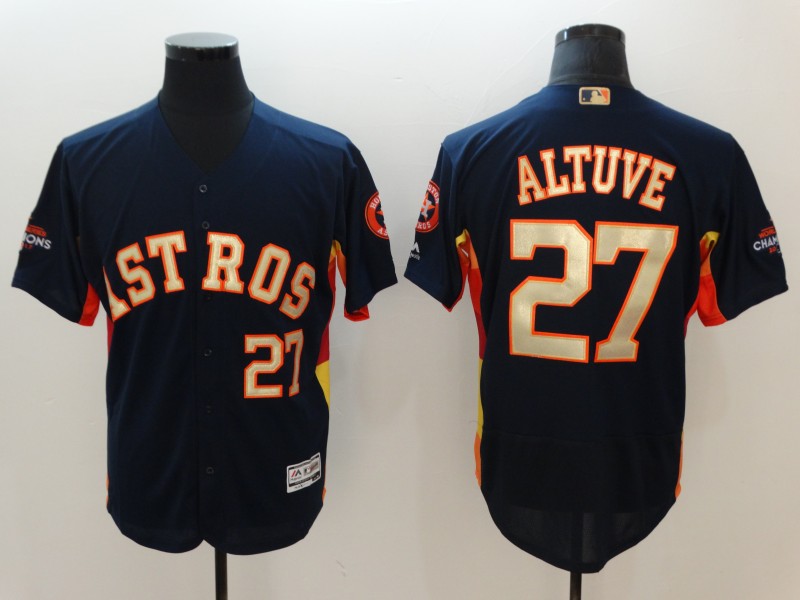 Men's Houston Astros #27 Jose Altuve Navy 2018 Gold Program Flexbase Stitched MLB Jersey