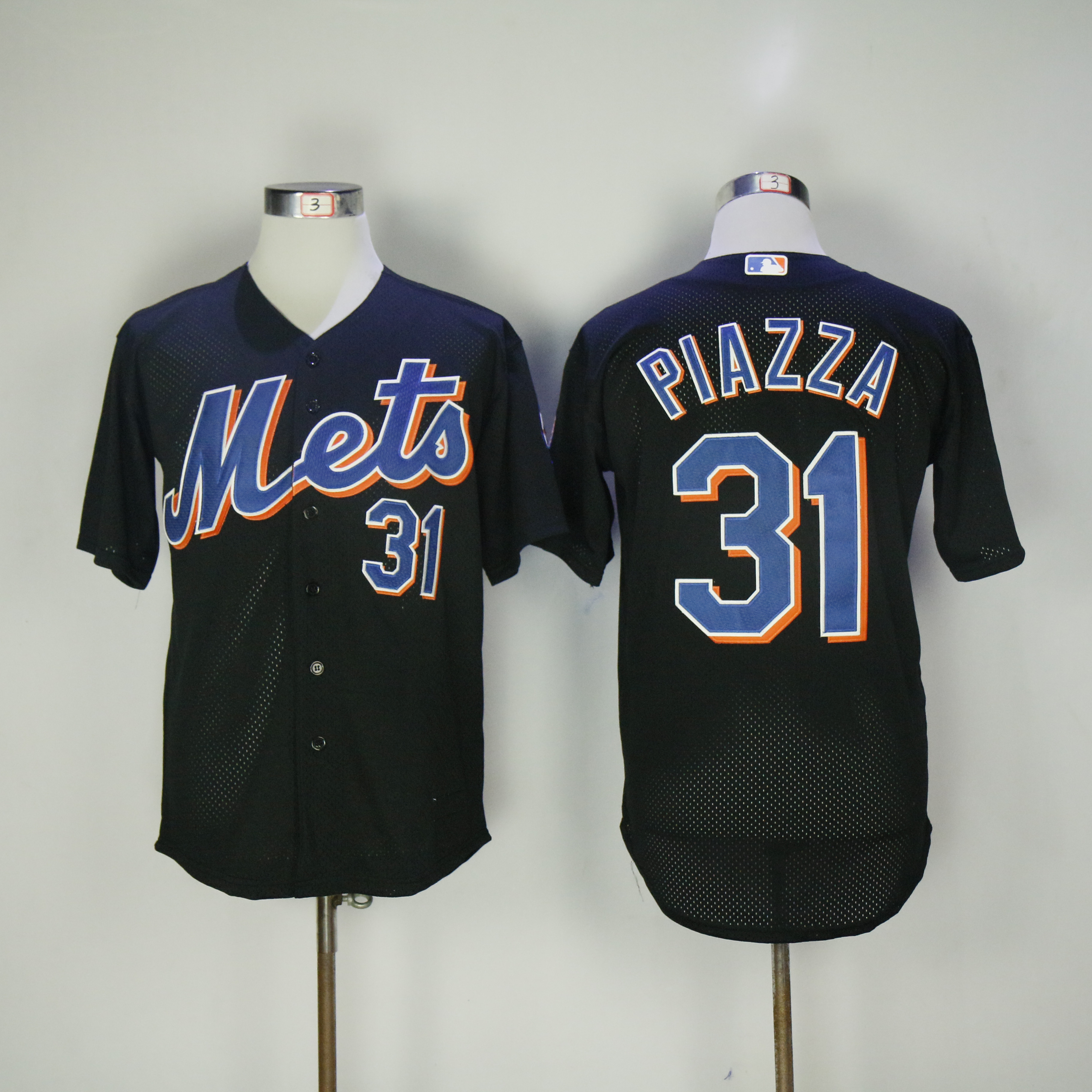 Men's New York Mets #31 Mike Piazza Black 2000 BP Stitched MLB Jersey