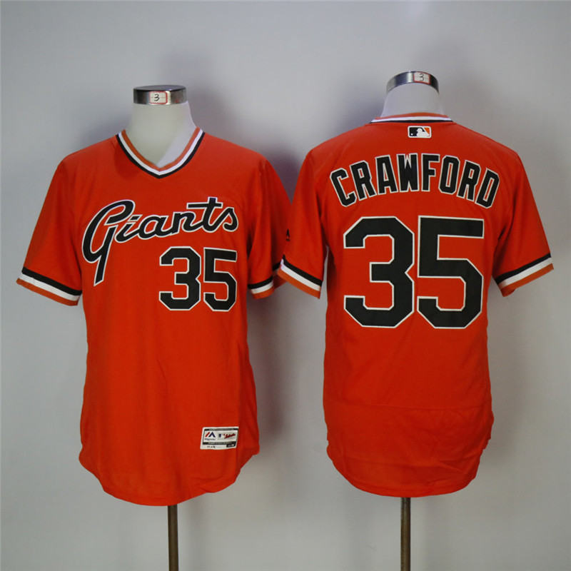 Men's San Francisco Giants #35 Brandon Crawford Orange Throwback Flexbase Stitched MLB Jersey
