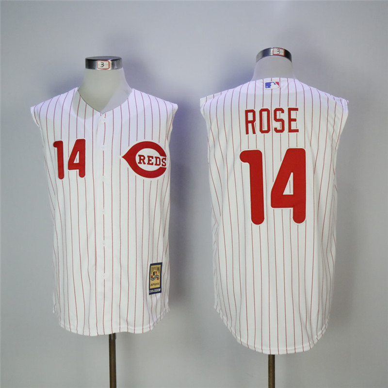 Men's Cincinnati Reds #14 Pete Rose White Cooperstown Collection Player Stitched MLB Jersey