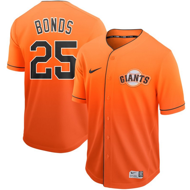 Men's San Francisco Giants #25 Barry Bonds Orange Fade Stitched MLB Jersey