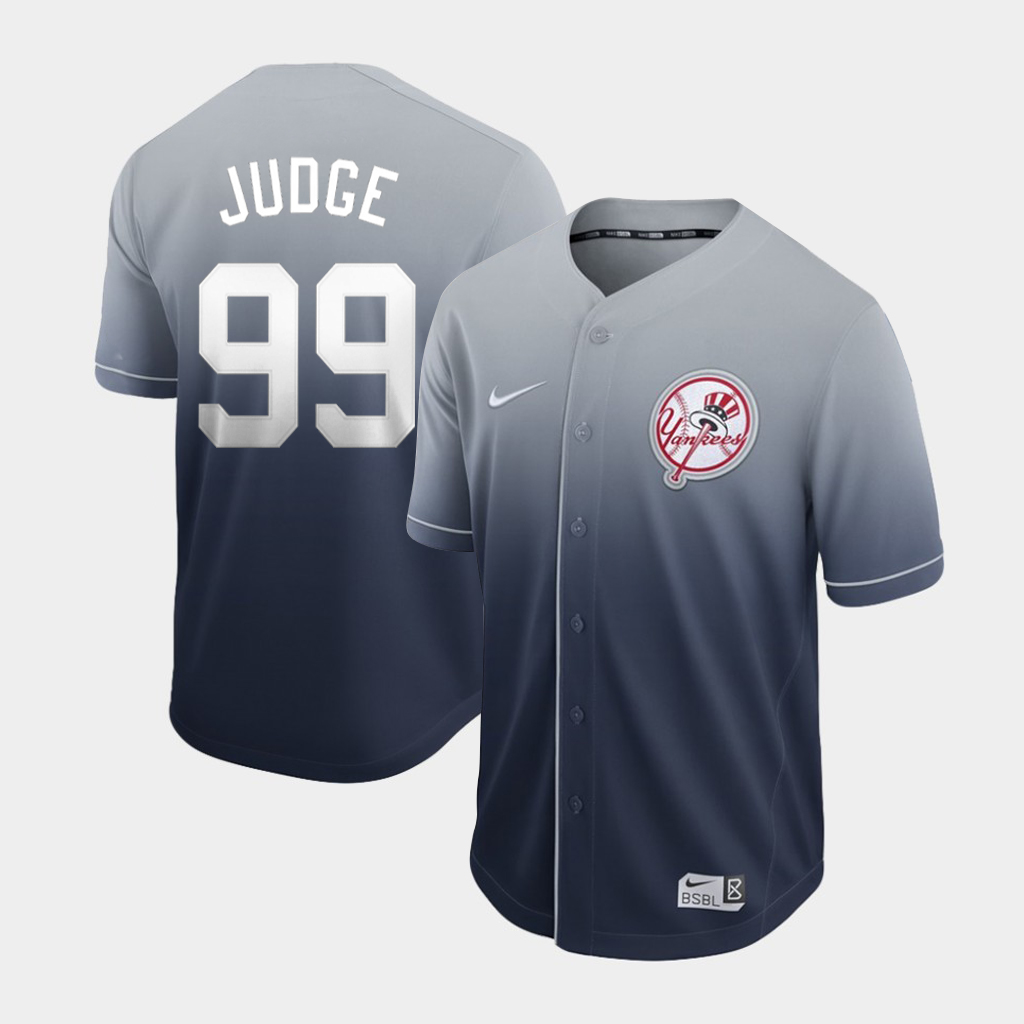 Men's New York Yankees #99 Aaron Judge Grey Fade Stitched MLB Jersey