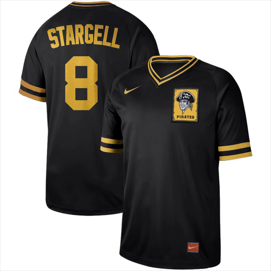 Men's Pittsburgh Pirates #8 Willie Stargell Black Cooperstown Collection Legend Stitched MLB Jersey
